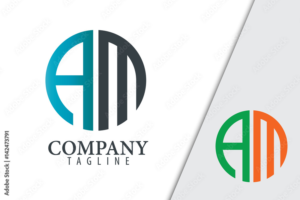 Initial Letter AM With Linked Circle Logo Initial Letter AM With Linked Circle Logo
