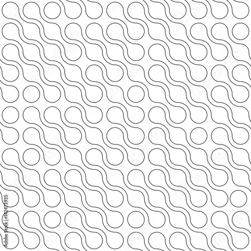 Abstract background of connected dots in diagonal arrangement on white background. Molecule theme wallpaper. Seamless pattern vector illustration.