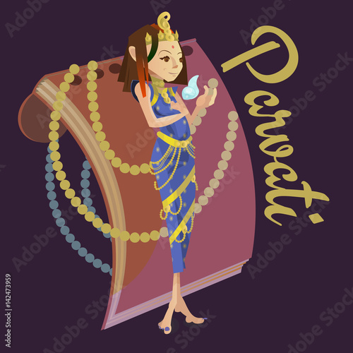 hindu gods Parvati Invitation cards Dawali Holiday vector illustration