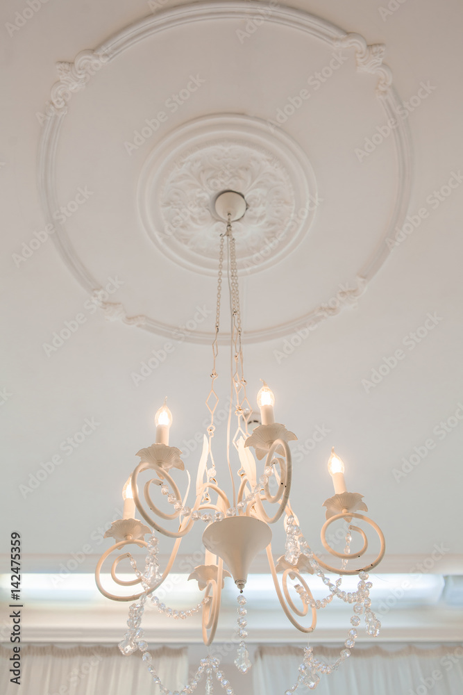 Ceiling Rose Molding Stock Photo, Ceiling Rose To Chandelier Ratio
