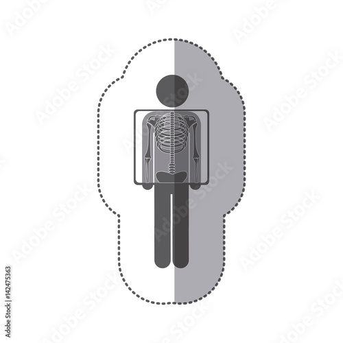 sticker monochrome pictogram patient and radiography vector illustration