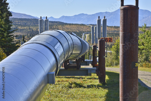 The Trans-Alaska oil pipeline, viewed from the Richardson Highway, Alaska. photo