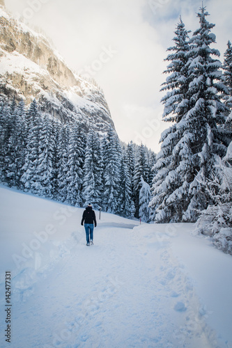 walking in the siwss alps photo