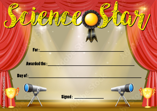 Certificate template for science star
