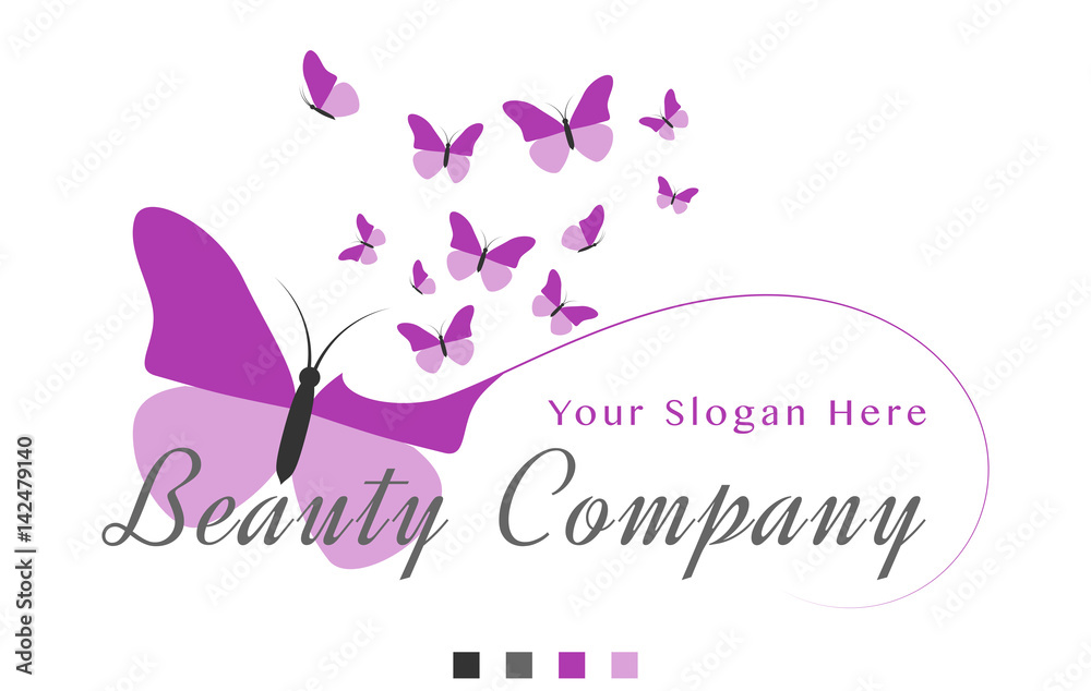 Logo Design Butterflies Purple Tones