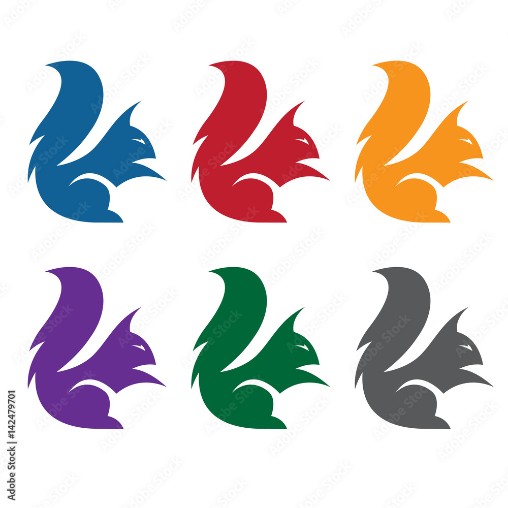Fototapeta premium simple abstract squirrel set vector design template