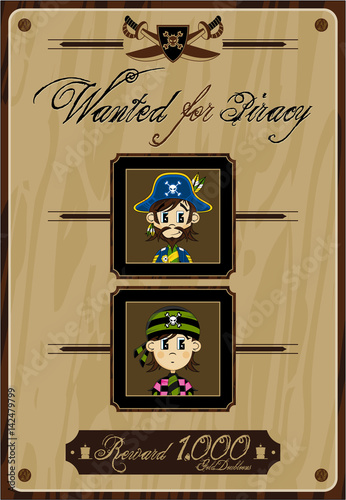 Cartoon Pirate Wanted Poster