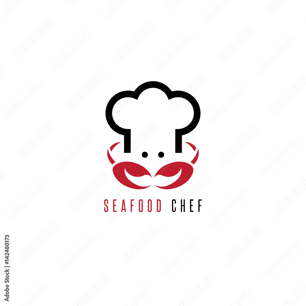 lobster and chef negative space vector concept