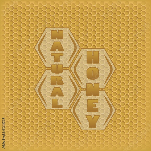 vector honey in the comb. geometric sign natural honey. background from the honeycomb