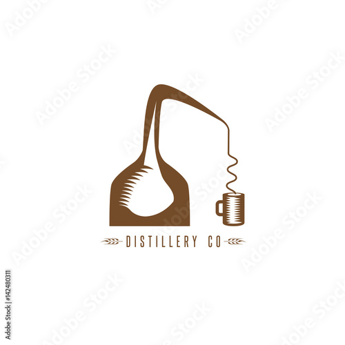 vector design template of copper whiskey still