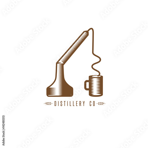vector design template of copper whiskey still