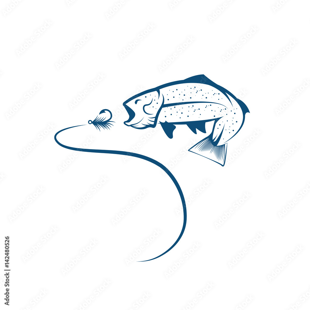 Obraz premium vector design template of trout and lure