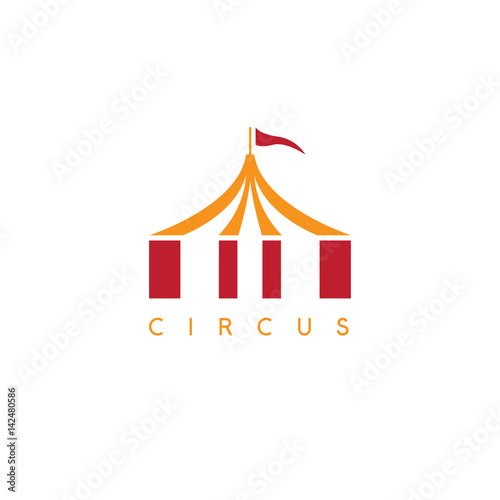 simple vector illustration with circus tent and flag