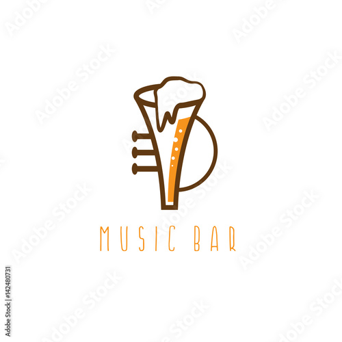 Canvas Print music bar vector concept with trumpet and beer