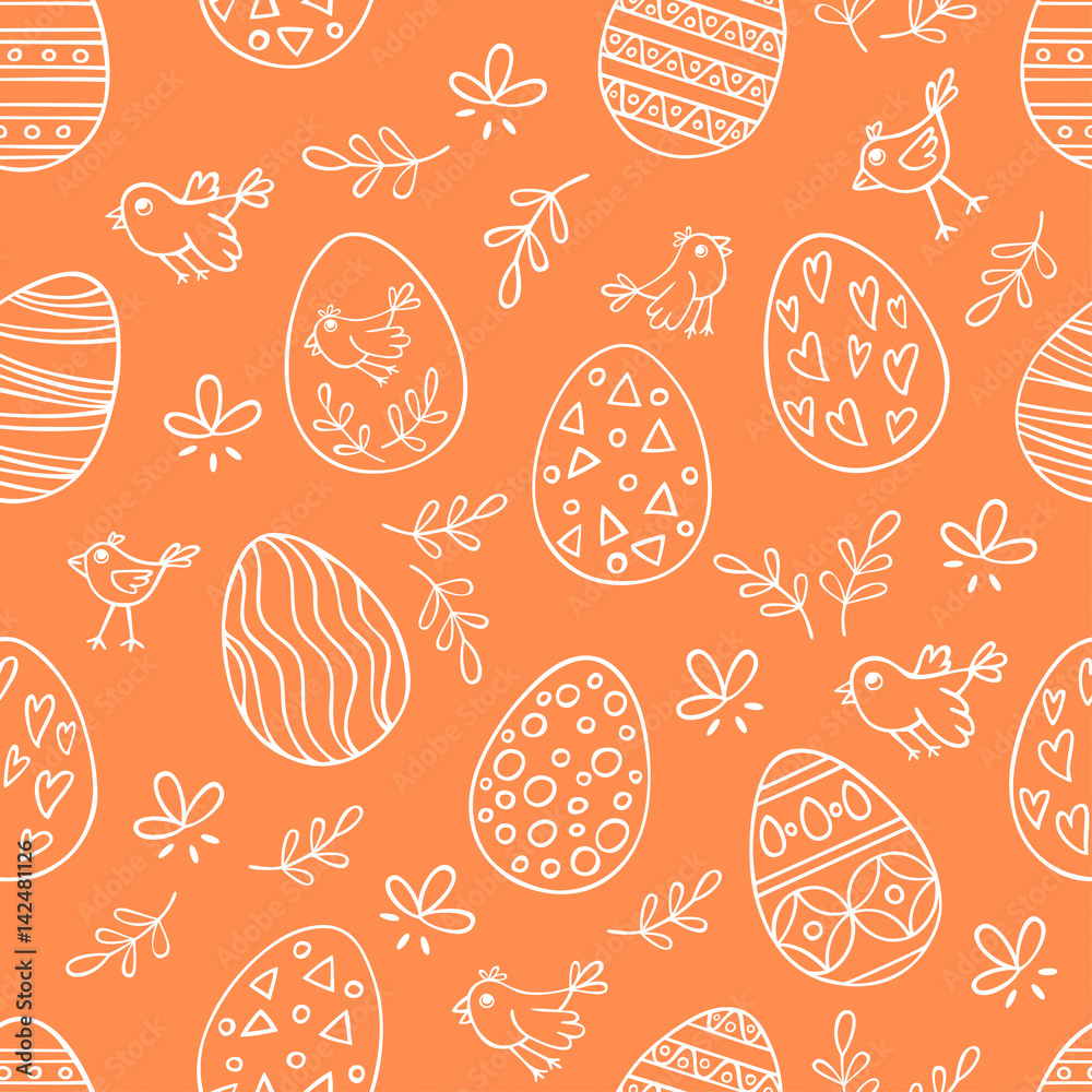 Seamless pattern with hand drawn Easter eggs Seamless pattern with hand drawn Easter eggs