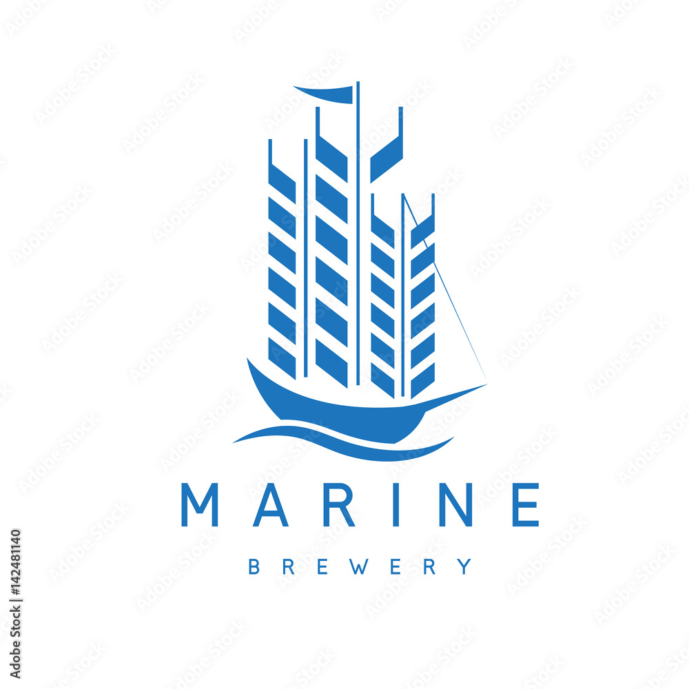 ship with spikes instead sails marine brewery vector design template