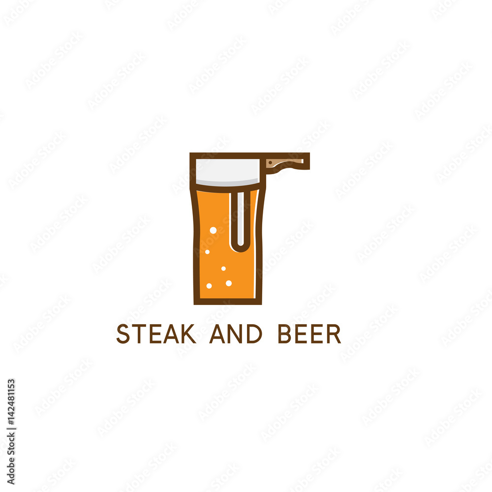 cleaver and a glass of beer vector design template cleaver and a glass of beer vector design template