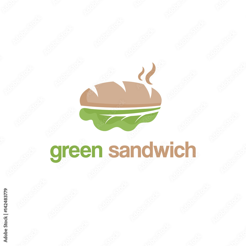 Abstract template logo design with green sandwich. Vector illustration Abstract template logo design with green sandwich. Vector illustration