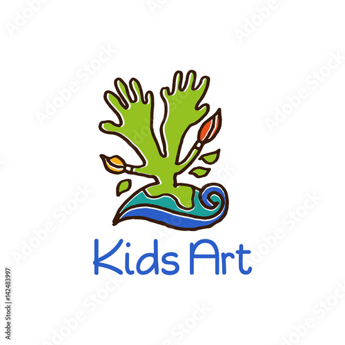 Concept logo template design of kids art. Vector illustration