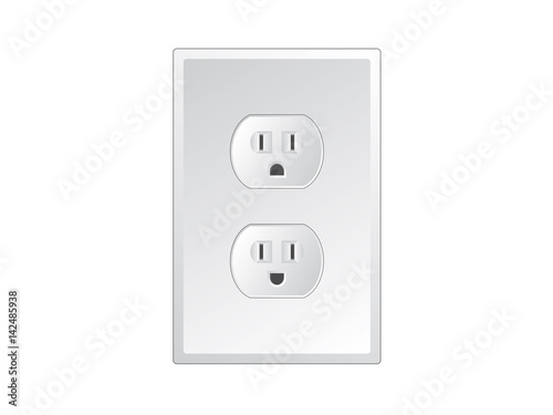 Happy and sad electric socket icon vector. Funny american power electric socket icon isolated on a white background