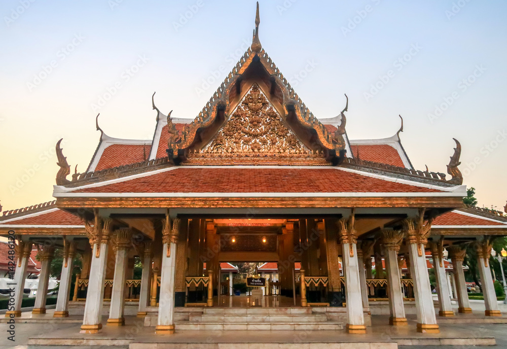 Thai architecture in front view at Ratchanadda temple. Thai architecture in front view at Ratchanadda temple.