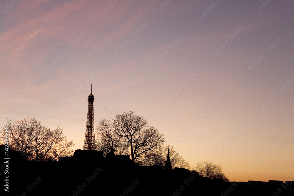 Eiffel Tower at Dusk in Paris, France, Europe