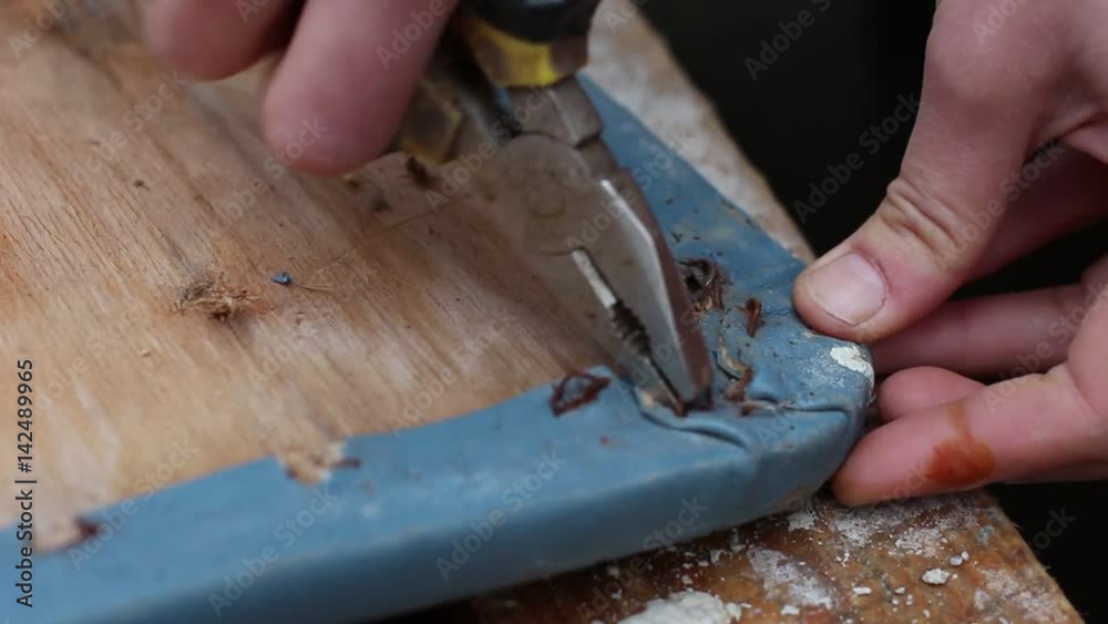 Removing The Old Upholstery. Removing Staples. Rebuilding A Chair Seat Removing The Old Upholstery. Removing Staples. Rebuilding A Chair Seat