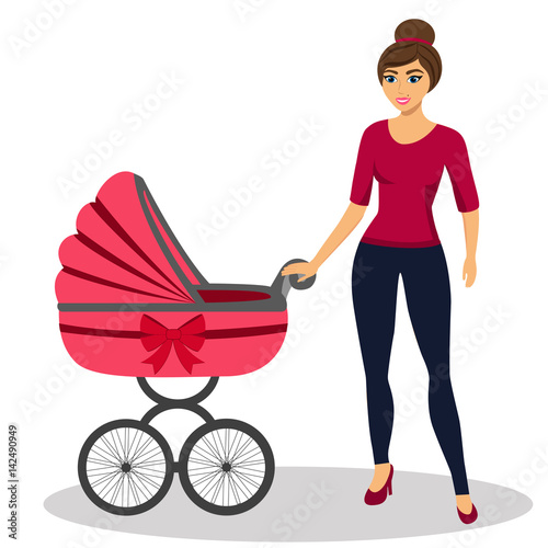Mom with stroller.
