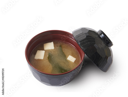 Isolated and clipping path of miso soup.