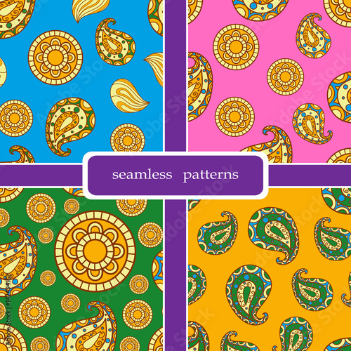 set of four floral seamless patterns.