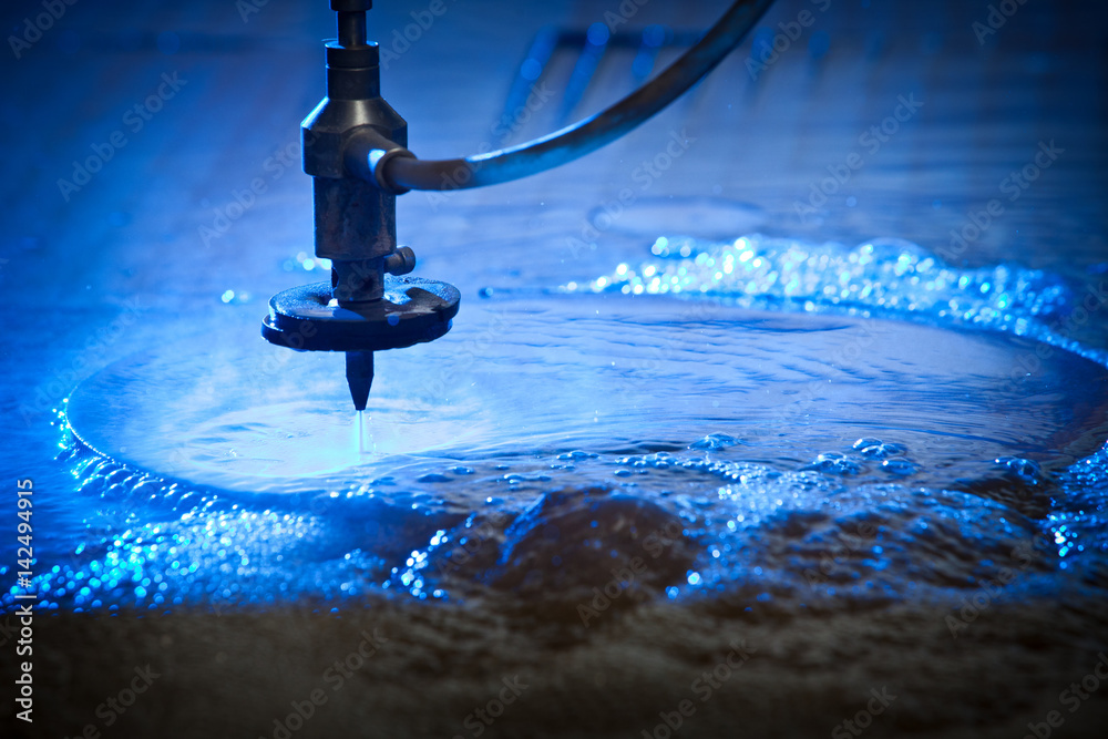 Fotografie CNC Waterjet Cutting Machine Detail