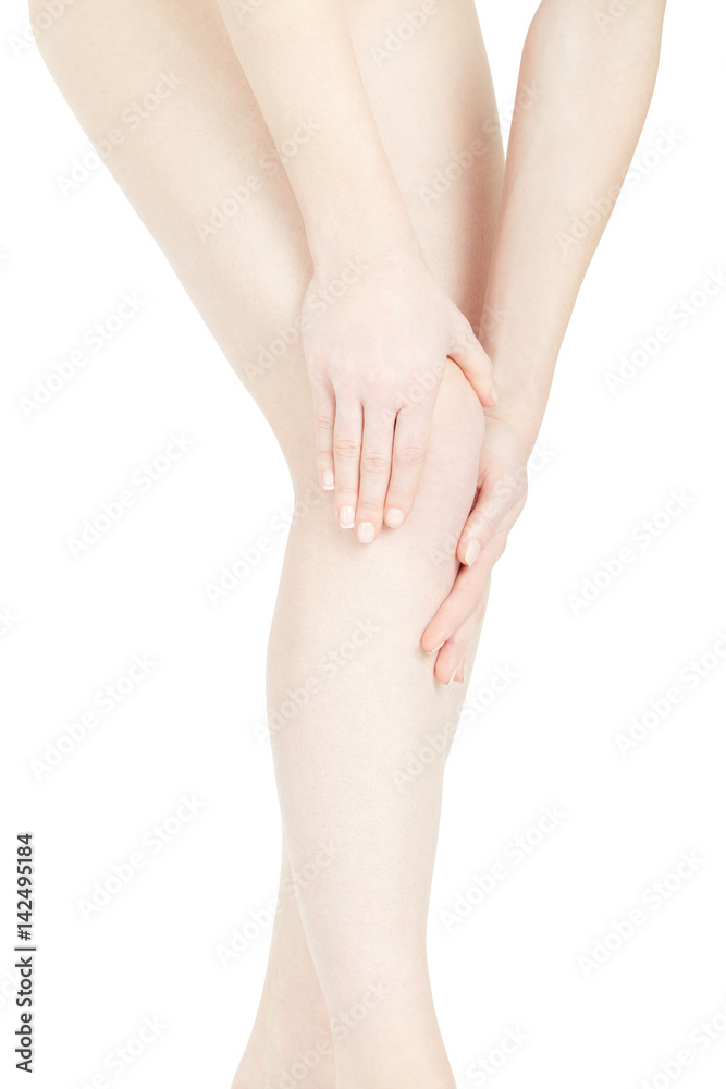 Woman legs with perfect skin and hands isolated on white, clipping path Woman legs with perfect skin and hands isolated on white, clipping path
