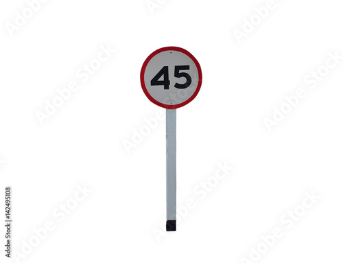 Traffic sign speed limit forty five on white
