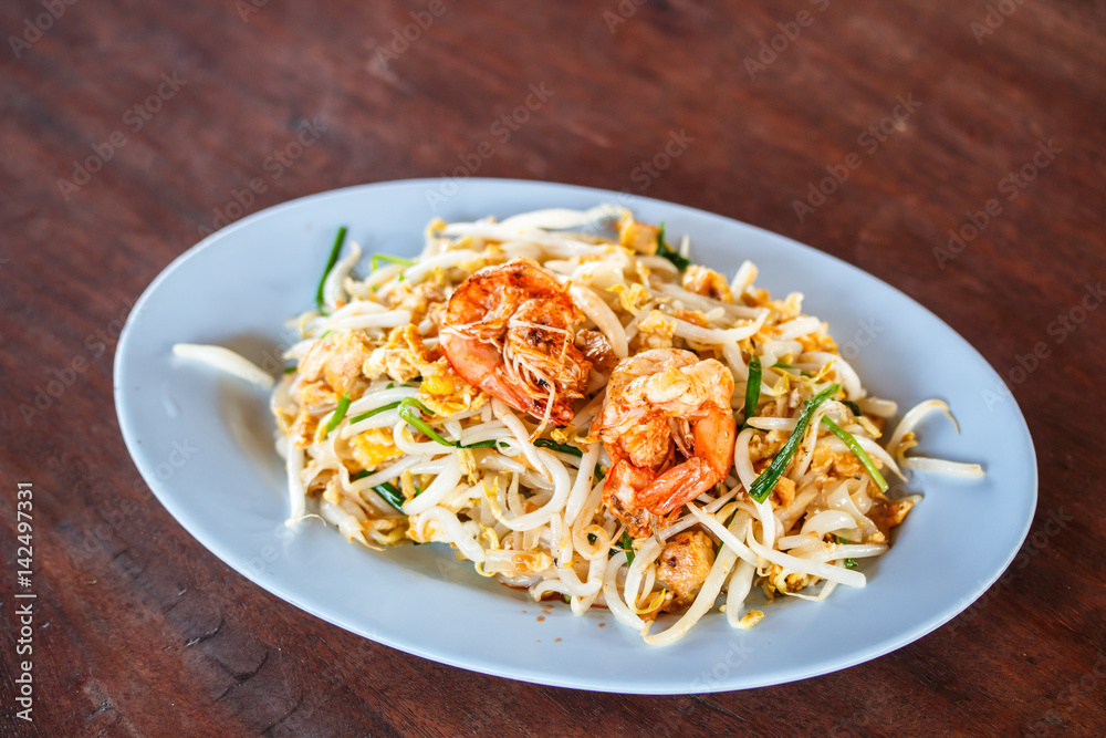 Stir-fried rice noodles, is one of Thailand's national main dish called Pad Thai.