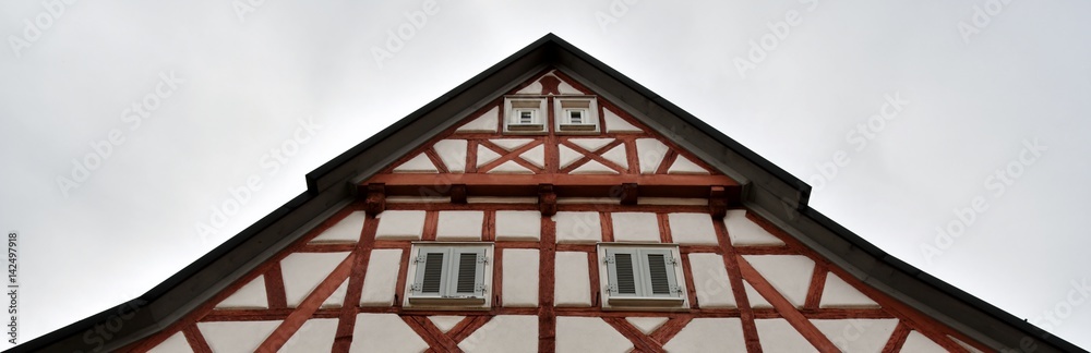 Close up of an old timbered house
