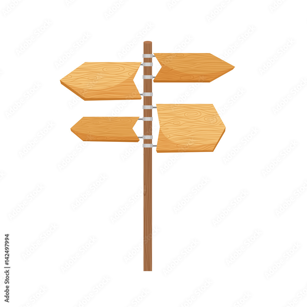 Wooden way direction cartoon sign Wooden way direction cartoon sign