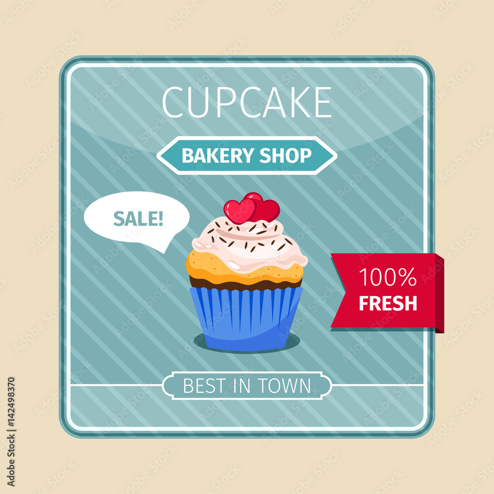 Peach color cupcake with hearts card Peach color cupcake with hearts card