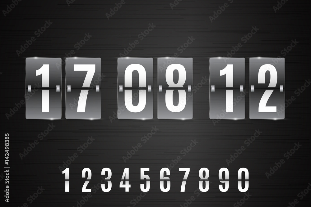 Transparent Glass Countdown timer isolated on black background. Vector template Transparent Glass Countdown timer isolated on black background. Vector template