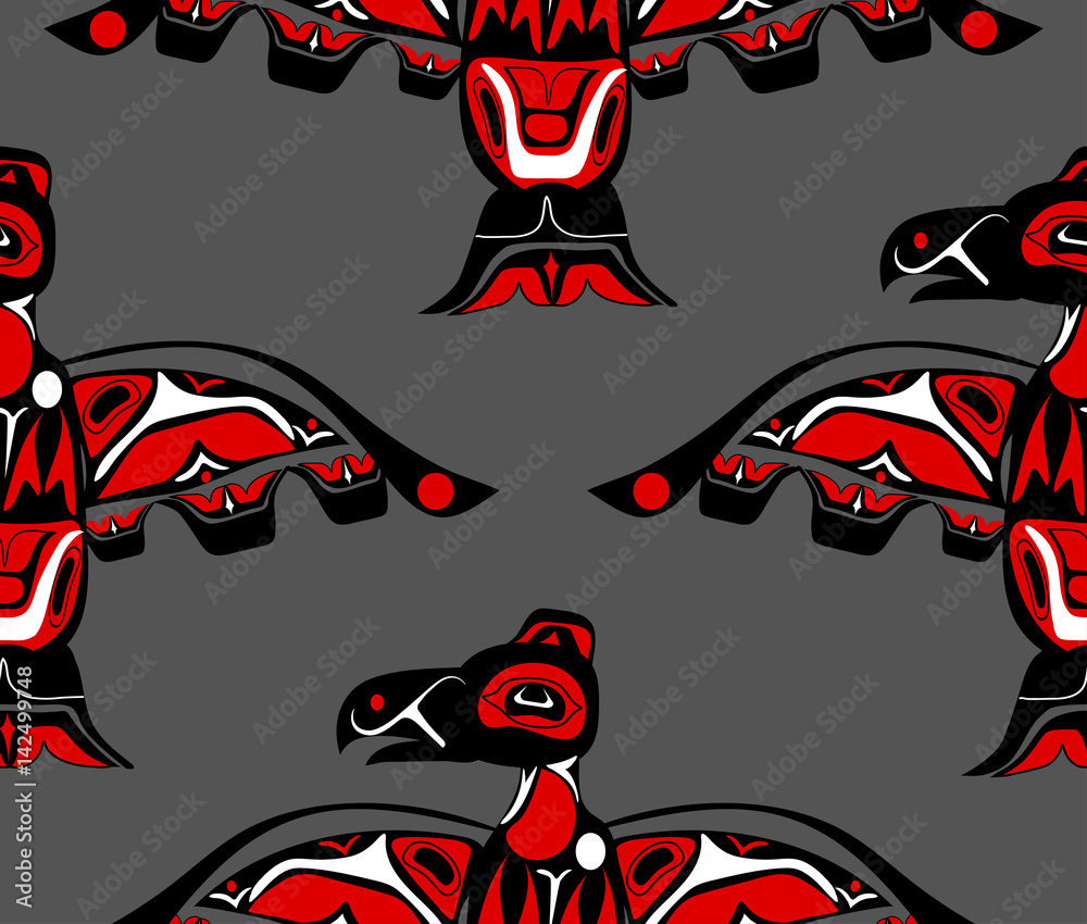 totem bird indigenous art stylization