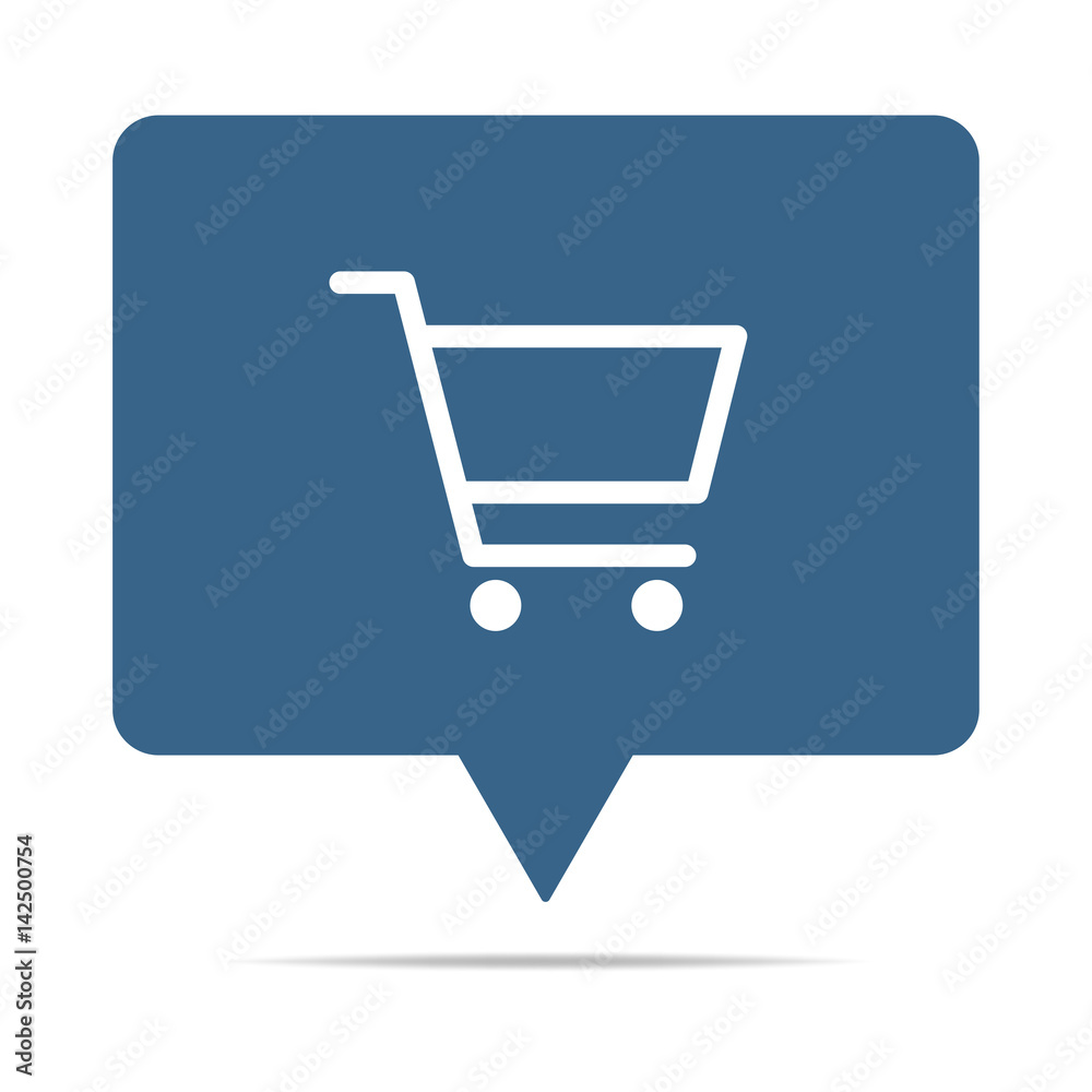 Blaue Sprechblase mit Einkaufswagen - Online Shopping Blaue Sprechblase mit Einkaufswagen - Online Shopping