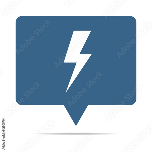 Blaue Sprechblase mit Blitz