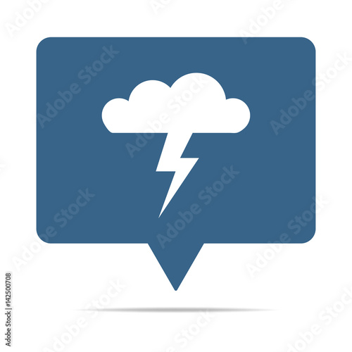 Blaue Sprechblase mit Gewitterwolke