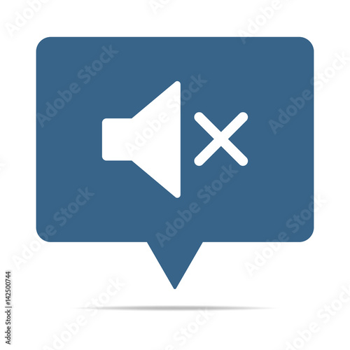 Blaue Sprechblase mit Laustprecher - Lautlos - Stumm