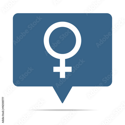 Blaue Sprechblase mit weiblich Symbol