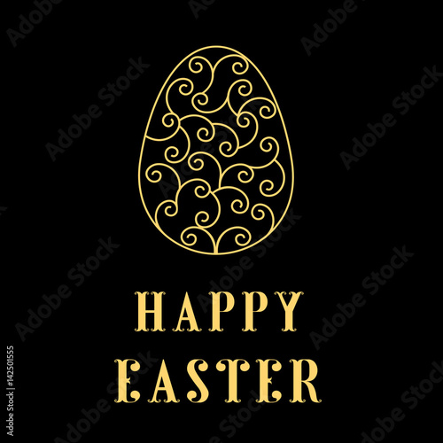 Happy Easter Eggs gold on a black