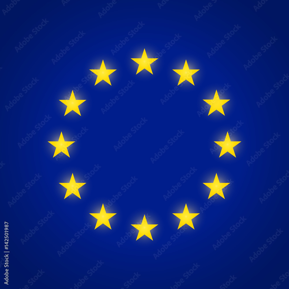 European Union flag with luminous stars. Vector European Union flag with luminous stars. Vector