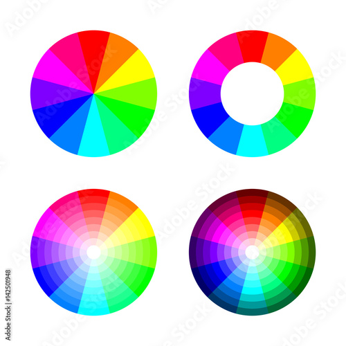 Set of color wheel 12 color rgb on white background, vector
