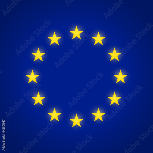 European Union flag with luminous stars. Vector