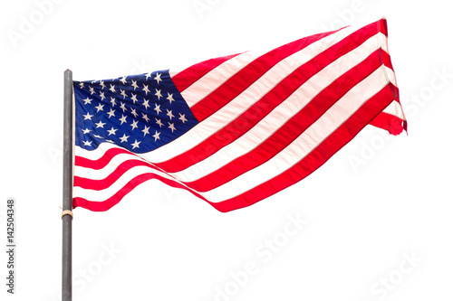 flag of American waving isolated on white background