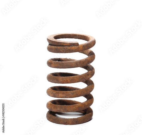 old rusty metal spring isolated on white background
